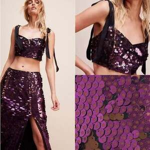 NWT Free People Star Bright Sequin Bow Strap Crop Top $198 Size 0